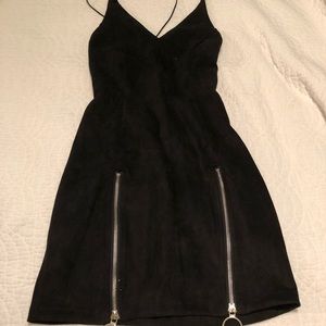 Lf black suede zipper dress